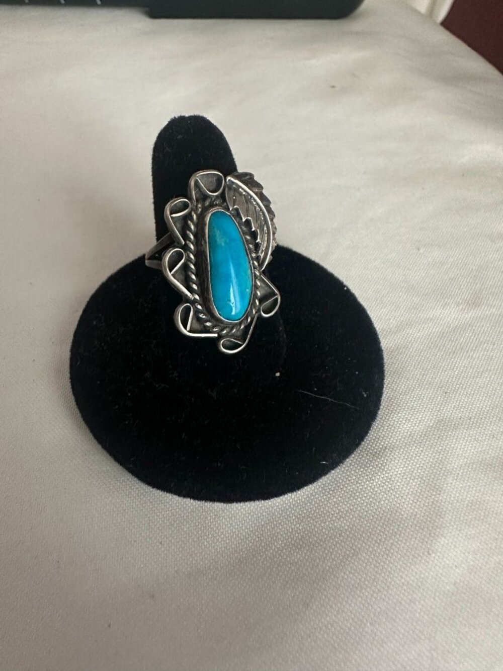 Vintage 925 sterling silver turquoise ring 6 3/4